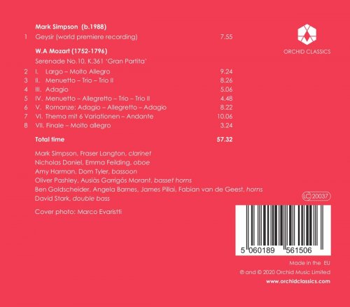 Emma Feilding, Nicholas Daniel, Angela Barnes, Oliver Pashley - Mark Simpson: Geysir - Mozart: Serenade No. 10 in B-Flat Major, K. 361 "Gran partita" (2020) [Hi-Res]