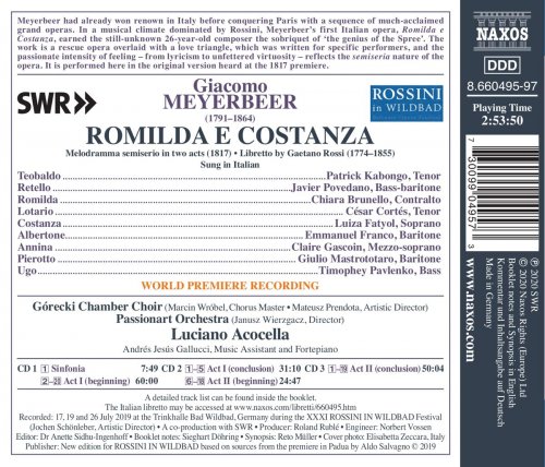 Chiara Brunello, Giulio Mastrototaro, Luiza Fatyol, Patrick Kabongo, Passionart Orchestra Krakow, Luciano Acocella - Meyerbeer: Romilda e Costanza (Live) (2020) [Hi-Res]