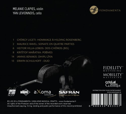 Mélanie Clapiès, Yan Levionnois - Pierrots Lunaires: Violin & Cello Duos (2014) [Hi-Res]