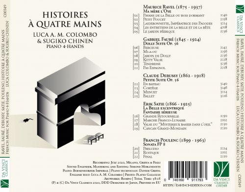 Luca Colombo - Ravel, Fauré, Debussy, Satie, Poulenc: Histoire à quatre mains (French Music for Piano 4-Hands) (2020)