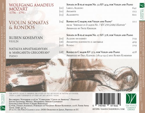 Ruben Kosemyan - Wolfgang Amadeus Mozart: Violin Sonatas & Rondos (KV 378, KV 454 & KV 250, KV 373) (2020)