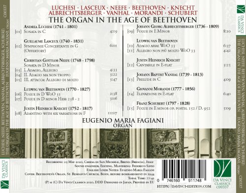 Eugenio Maria Fagiani - The Organ in the Age of Beethoven (Luchesi, Lasceux, Neefe, Beethoven, Knecht, Albrechtsberger, Vanhal, Morandi, Schubert) (2020)