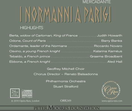 Judith Howarth, Barry Banks, Katarina Karnéus, Riccardo Novaro, Graeme Broadbent, Aled Hall, Geoffrey Mitchell Choir, Philharmonia Orchestra, Stuart Stratford - Mercadante: I Normanni a Parigi (highlights) (2010) [Hi-Res]