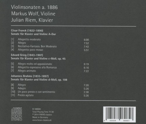 Markus Wolf, Julian Riem - Violinsonaten: Franck, Grieg, Brahms - Markus Wolf, Julian, Riem (2014) [Hi-Res]