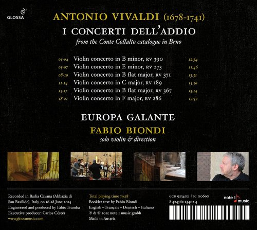 Europa Galante, Fabio Biondi - Vivaldi: I concerti dell'addio (2015) [Hi-Res]