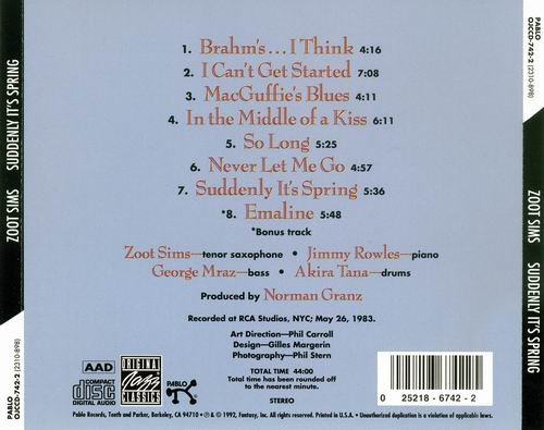 Zoot Sims - Suddenly It's Spring (1983) CD rip
