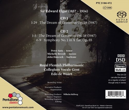Peter Auty, Michelle Breedt, John Hancock, Royal Flemish Philharmonic, Collegium Vocale Gent, Edo de Waart - Elgar: The Dream of Gerontius & Symphony No. 1 (2013) [Hi-Res]