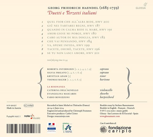 Roberta Invernizzi, Silvia Frigato, Krystian Adam, Thomas E. Bauer, La Risonanza, Fabio Bonizzoni - Handel: Duetti e Terzetti italiani (2015) [Hi-Res]