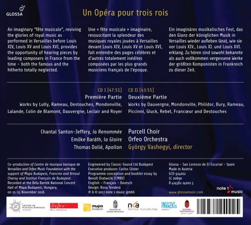 Chantal Santon-Jeffery, Emőke Baráth, Thomas Dolié, Purcell Choir, György Vashegyi, Orfeo Orchestra - Un opéra pour trois rois (2017) [Hi-Res]