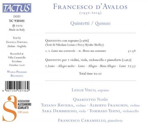 Leslie Visco, Quartetto Noûs, Francesco Caramiello - D'Avalos: Quintets (2021)