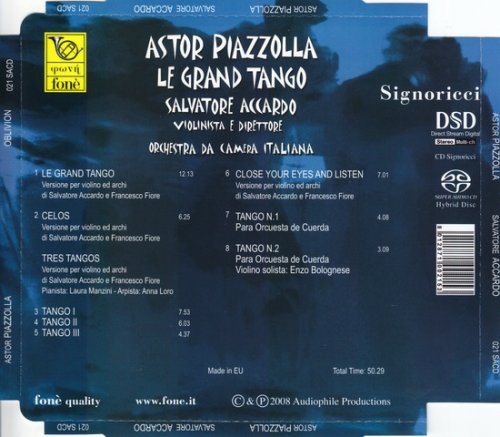 Salvatore Accardo, Orchestra da Camera Italiana - Astor Piazzolla: Le Grand Tango (2007) [SACD]