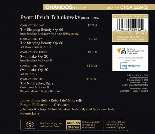 Robert deMaine, James Ehnes, James Ehnes, Bergen Philharmonic Orchestra, Neeme Järvi - Tchaikovsky: The Sleeping Beauty, The Nutcracker & Swan Lake (2017) [Hi-Res]