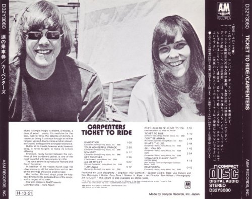 Carpenters - Ticket To Ride (1970) [1986]