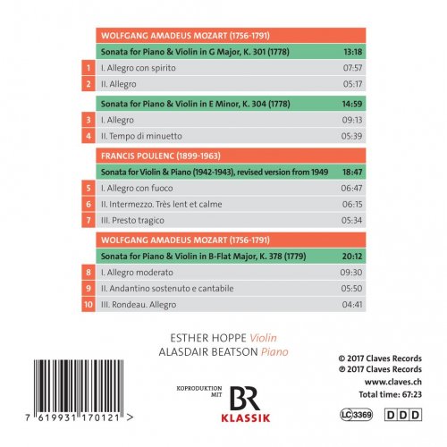 Esther Hoppe, Francis Poulenc & Wolfgang Amadeus Mozart - Mozart & Poulenc: Works For Violin & Piano (2017) [Hi-Res]