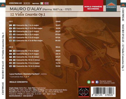 Luca Fanfoni, Daniele Fanfoni, Reale Concerto - Mauro D'Alay, 12 Violin Concertos Op.1 (2021) [Hi-Res]