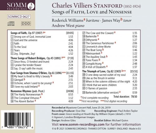 Roderick Williams, James Way, Andrew West - Stanford: Songs of Faith, Love and Nonsense (2021) [Hi-Res]