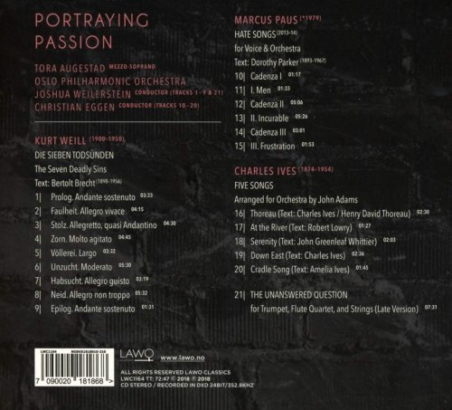 Oslo Philharmonic, Christian Eggen - Portraying Passion - Works By Weill, Paus & Ives (2018) [Hi-Res]