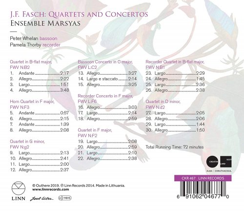 Ensemble Marsyas and Peter Whelan - Fasch: Quartets and Concertos (2014) [Hi-Res]