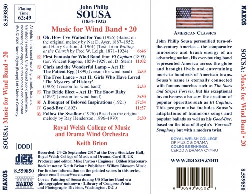 Royal Welsh College of Music and Drama Wind Orchestra & Keith Brion - Sousa: Music for Wind Band, Vol. 20 (2021) [Hi-Res]