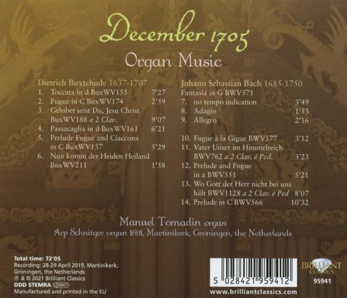 Manuel Tomadin - December 1705: Buxtehude & J.S. Bach Organ Music (2021) [Hi-Res]
