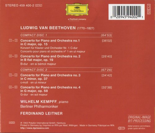 Wilhelm Kempff - Beethoven: The Complete Concertos Vol. 1 - Piano Concertos Nos. 1-4 (1998)