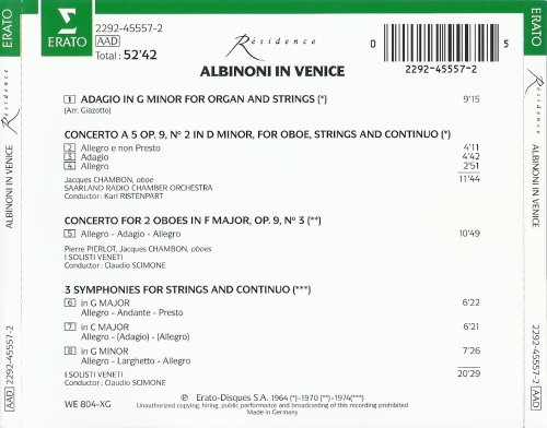 Jacques Chambon, Pierre Pierlot - Albinoni: Albinoni in Venice (1990)