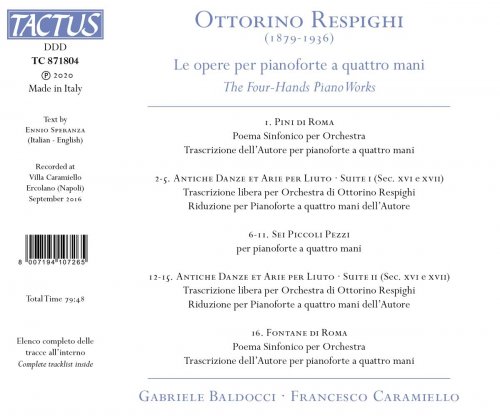 Francesco Caramiello and Gabriele Baldocci - Respighi: Works for Piano 4-Hands (2020) [Hi-Res]
