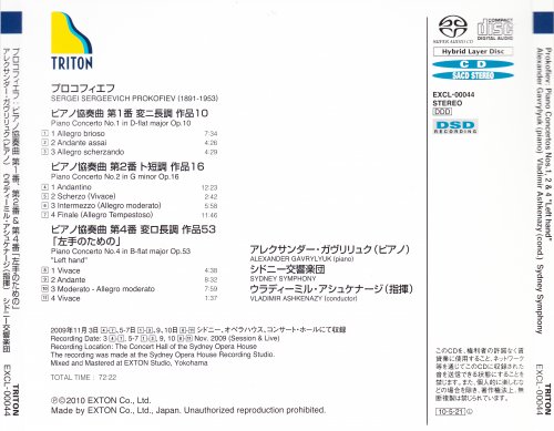 Alexander Gavrylyuk, Vladimir Ashkenazy, Sydney Symphony Orchestra - Prokofiev: Piano Concertos 1,2 and 4 (2010) [SACD]