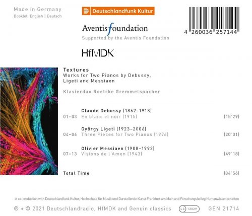 Klavierduo Roelcke Gremmelspacher, Irmela Roelcke , Axel Gremmelspacher - Textures (2021) [Hi-Res]