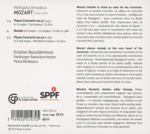 Kristian Bezuidenhout, Freiburger Barockorchester, Petra Müllejans - Mozart: Piano Concertos, K. 453 & 482 (2012) [Hi-Res]