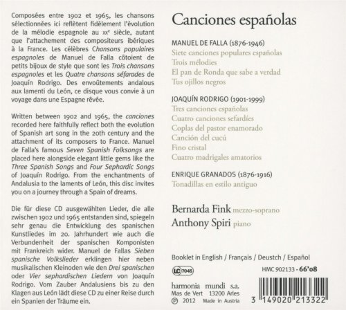 Bernarda Fink, Anthony Spiri - Canciones españolas (Falla, Granados, Rodrigo) (2012) [Hi-Res]