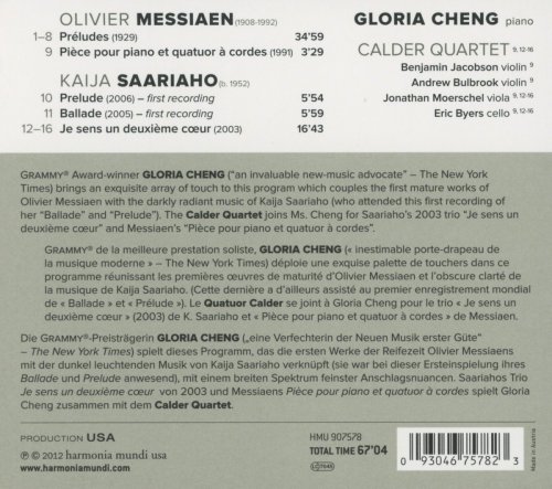 Gloria Cheng and Calder Quartet - The Edge of Light: Messiaen, Saariaho (2013) [Hi-Res]