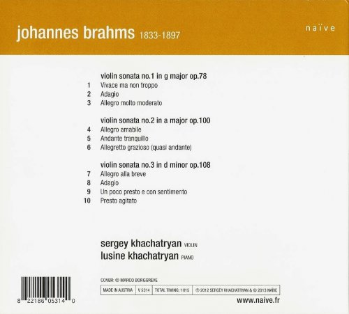 Sergey Khachatryan, Lusine Khachatryan - Brahms: Violin Sonatas (2013) CD-Rip