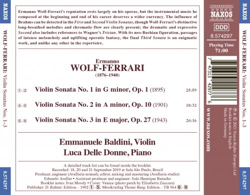 Emmanuele Baldini & Luca Delle Donne - Wolf-Ferrari: Violin Sonatas Nos. 1-3 (2021) [Hi-Res]