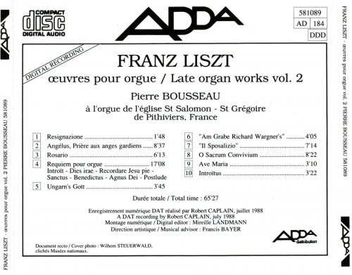 Pierre Bousseau - Liszt: Requiem pour orgue (1988)