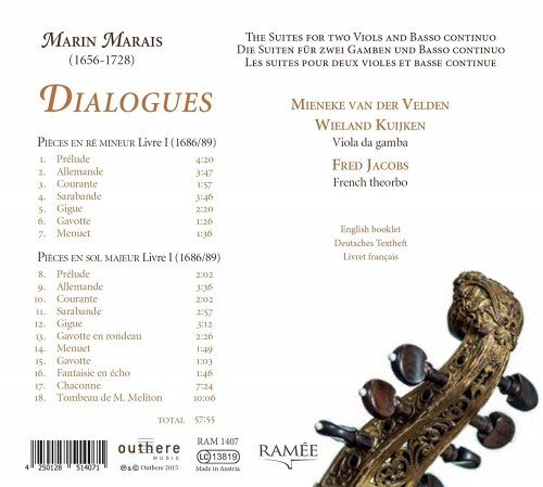 Mieneke van der Velden, Wieland Kuijken & Fred Jacobs - Marais: Dialogues (2015) [Hi-Res & CD-Rip]