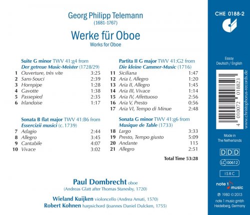 Wieland Kuijken, Robert Kohnen, Paul Dombrecht - Telemann: Works for Oboe (2020)