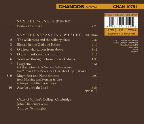 John Challenger, Choir of St John’s College, Cambridge, Andrew Nethsingha - Ascribe unto the Lord (Sacred Choral Works by Samuel Sebastian Wesley) (2013) [Hi-Res]