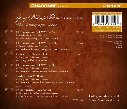 Collegium Musicum 90, Simon Standage - Telemann: The Autograph Scores (2012) [Hi-Res]