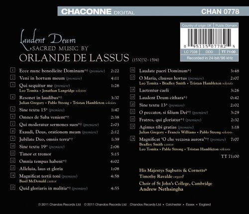 Timothy Ravalde, His Majestys Sagbutts, Cornetts, Choir of St John’s College, Cambridge, Andrew Nethsingha - Laudent Deum: Sacred Music by Orlande de Lassus (2011) [Hi-Res]