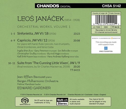 Jean-Efflam Bavouzet, Bergen Philharmonic Orchestra, Edward Gardner - Janáček: Orchestral Works, Vol. 1 (2014) [Hi-Res]