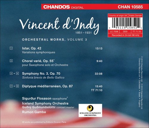 Sigurður Flosason, Iceland Symphony Orchestra, Rumon Gamba - Vincent d’Indy: Orchestral Works, Vol. 3 (2010) [Hi-Res]