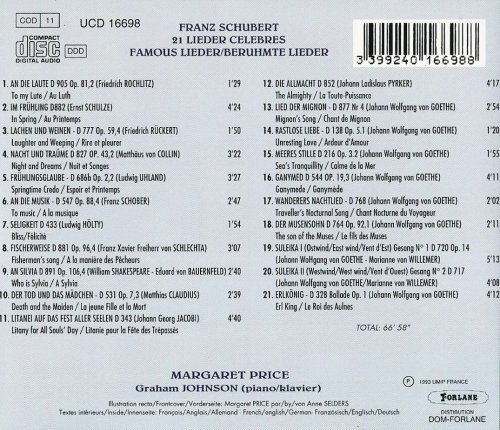 Margaret Price, Graham Johnson - Schubert: 21 Famous Lieder (1993) CD-Rip
