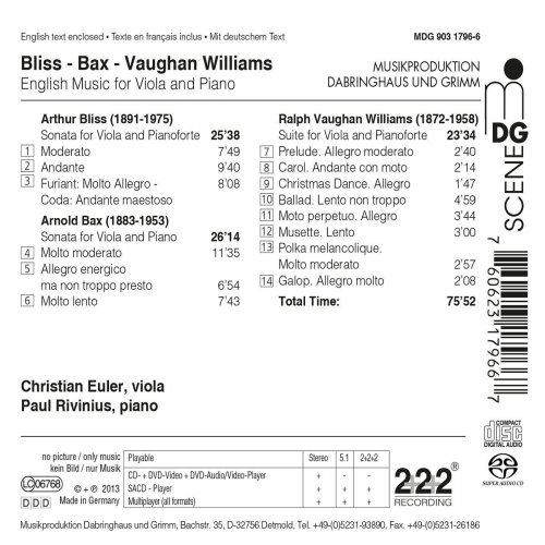 Christian Euler, Paul Rivinius - English Viola Music: Bliss, Bax, Vaughan Williams (2013) [SACD]