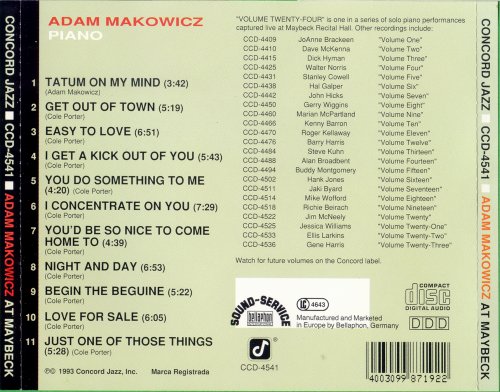 Adam Makowicz - Live at Maybeck Recital Hall, Vol.24 (1993)
