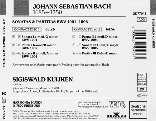Sigiswald Kuijken - Bach: Sonatas & Partitas BWV 1001-1006 (1983) [1990]