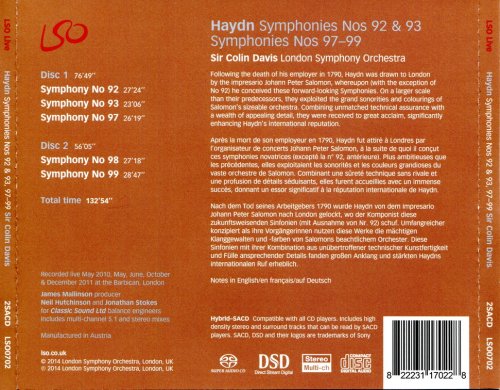 Sir Colin Davis, London Symphonie Orchestra - Haydn: Symphonies 92, 93, 97-99 (2014) [SACD]