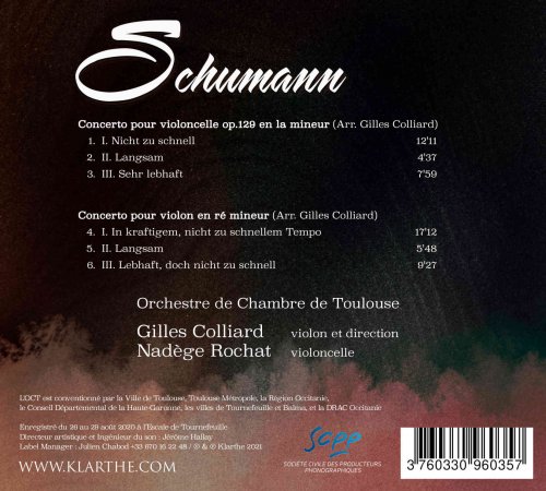 Gilles Colliard, Nadège Rochat, Orchestre de chambre de Toulouse - Schumann (2021) [Hi-Res]