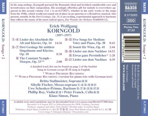 Klaus Simon, Uwe Schenker-Primus, Sibylle Fischer, Britta Stallmeister - Korngold: Songs, Vol. 2 (2021) [Hi-Res]