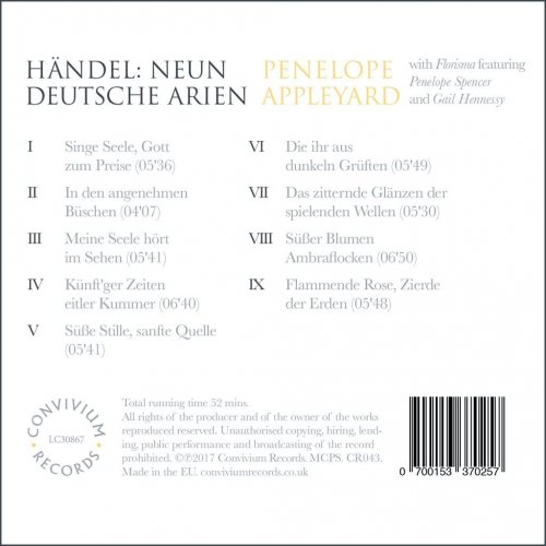 Penelope Appleyard, Florisma - Haandel: 9 Deutsche Arien (2017) [Hi-Res]